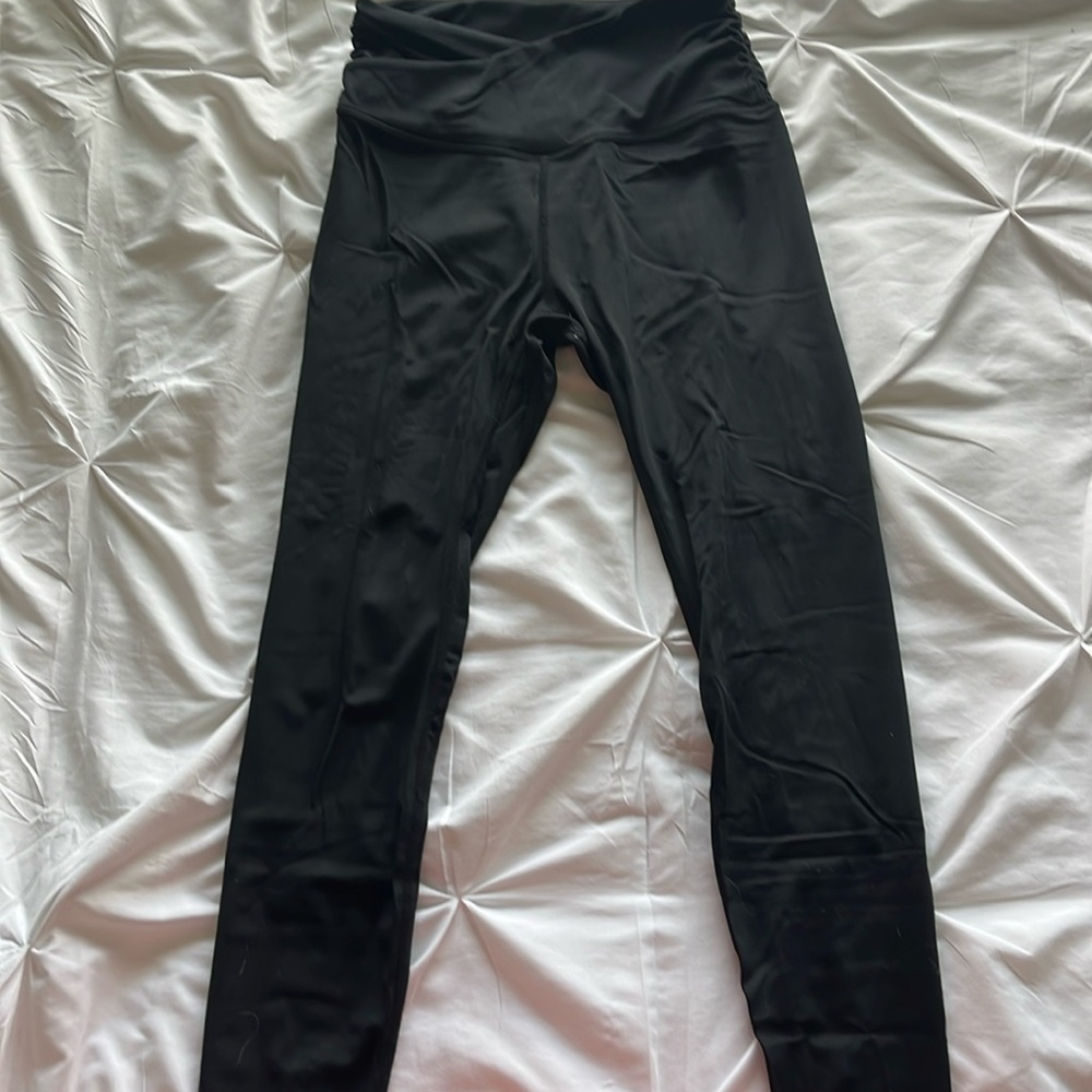 women’s crossover leggings, black, small